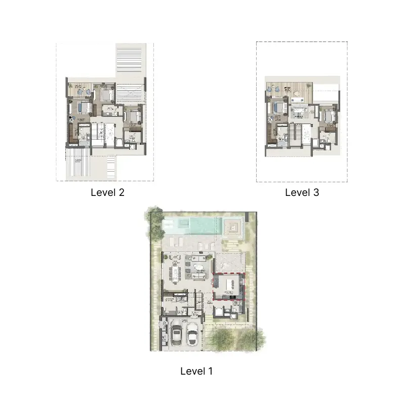 Naseem Al Jurf 5 bed floor plan, 3,864 – 4,629 sqft