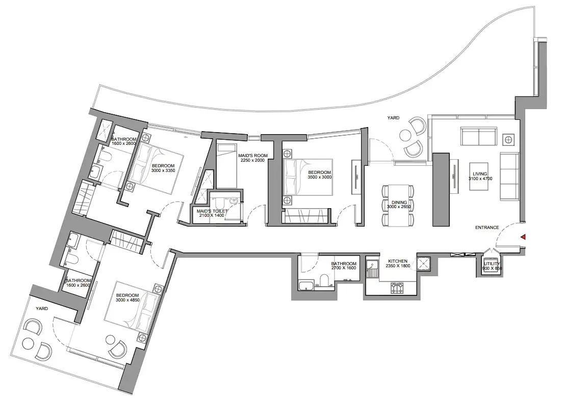 Skyscape 3 bed floor plan, 2,011 sqft