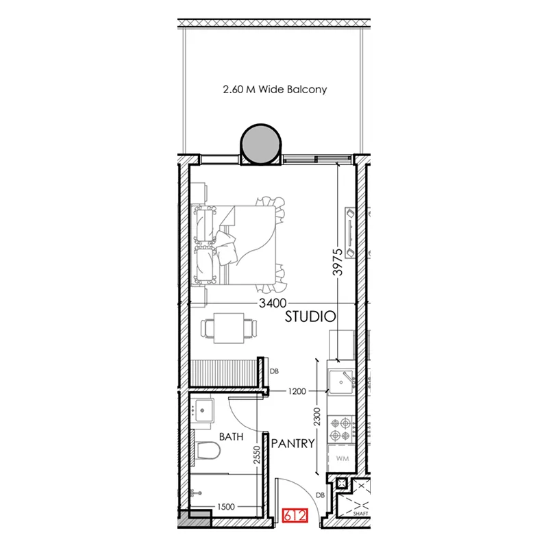 Al Haseen Residences 5 Studio floor plan, 383 sqft