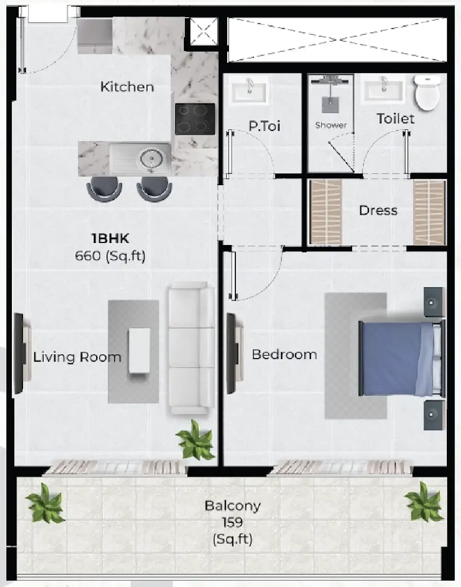 Chapter 02 by Newbury 1 bed floor plan, 819 sqft