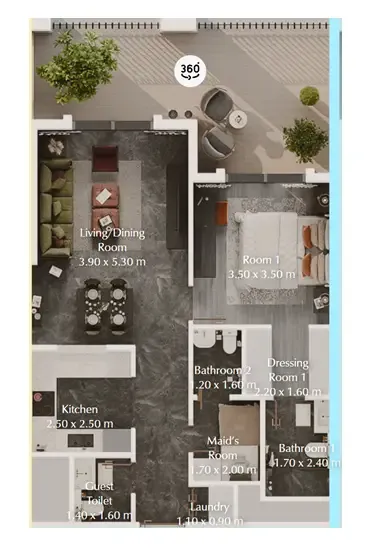Bab Al Qasr Garden Residences 65 1 bed floor plan, 899 sqft