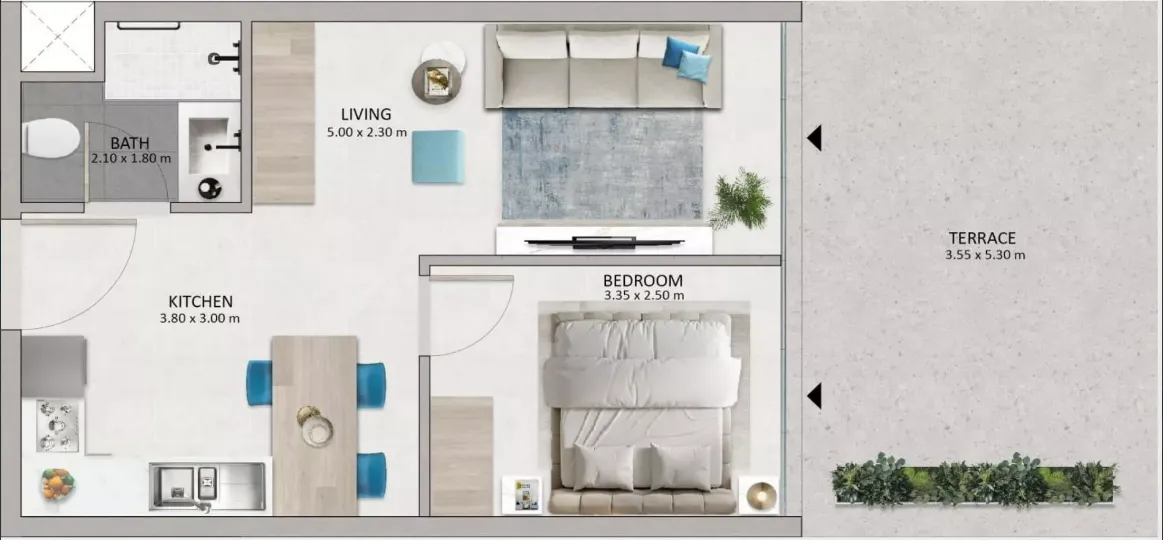 Mayyas at The Bay 1 bed floor plan, 473 sqft