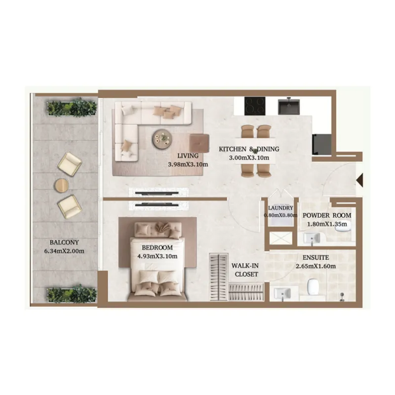 Arthouse Private Residences 1 bed floor plan, 685 sqft