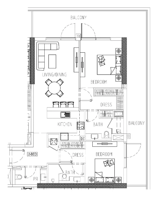 Damac Riverside Views 2 bed floor plan, 1,483 sqft