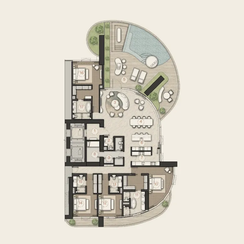 Amali Residences at Business Bay 4 bed floor plan, 4,800 sqft