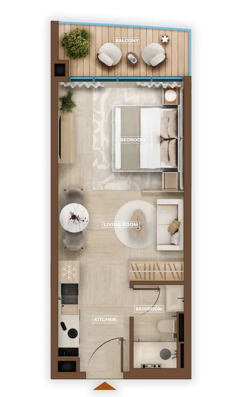 Sky Hills Astra Studio floor plan, 385 sqft