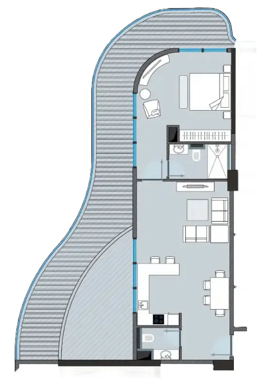 NEXT Coral 1 bed floor plan, 934 sqft
