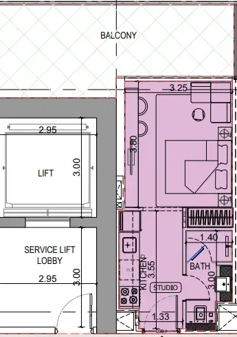 Binghatti Vintage Studio floor plan, 512 sqft