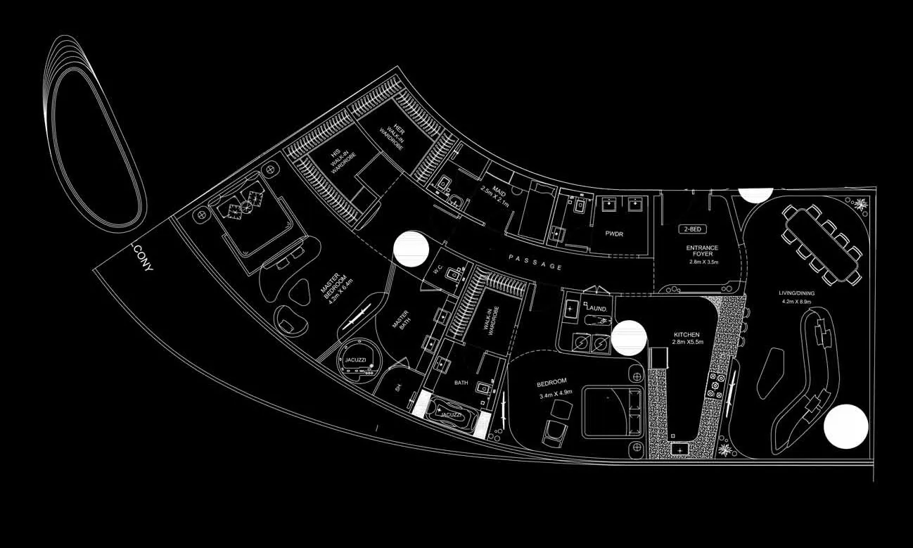 Bugatti Residences by Binghatti 2 bed floor plan, 3,085 sqft
