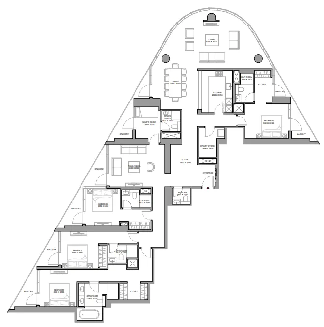 Skyvue Stellar 4 bed floor plan, 3,110 – 3,111 sqft