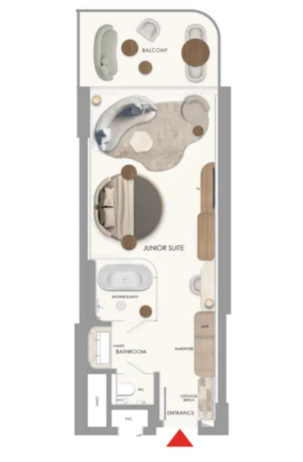 The Unexpected Al Marjan Island Hotel and Residence Studio floor plan, 566 – 589 sqft