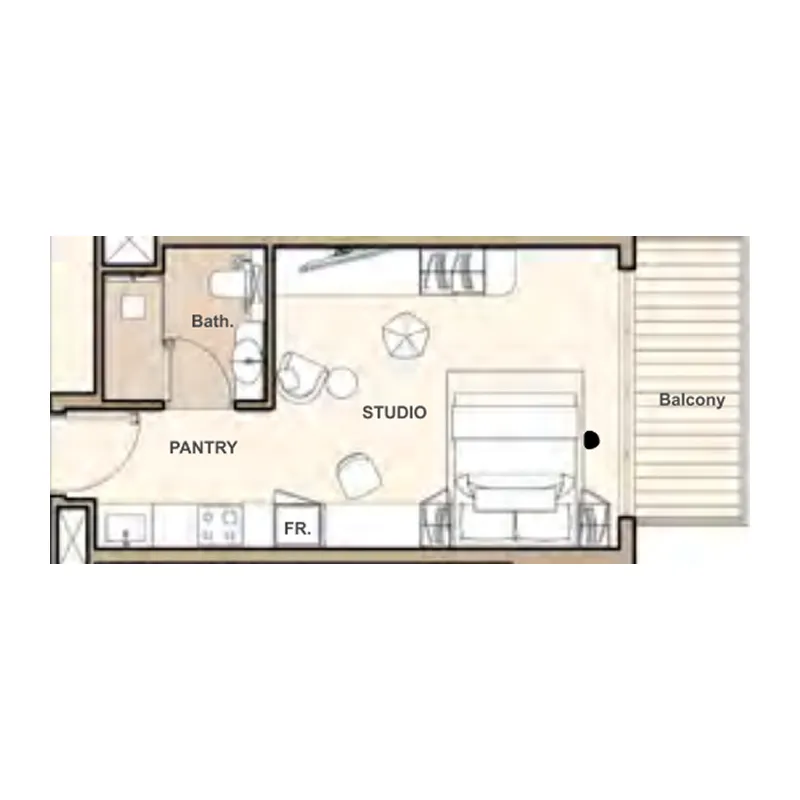 Lume Residences Studio floor plan, 383 sqft