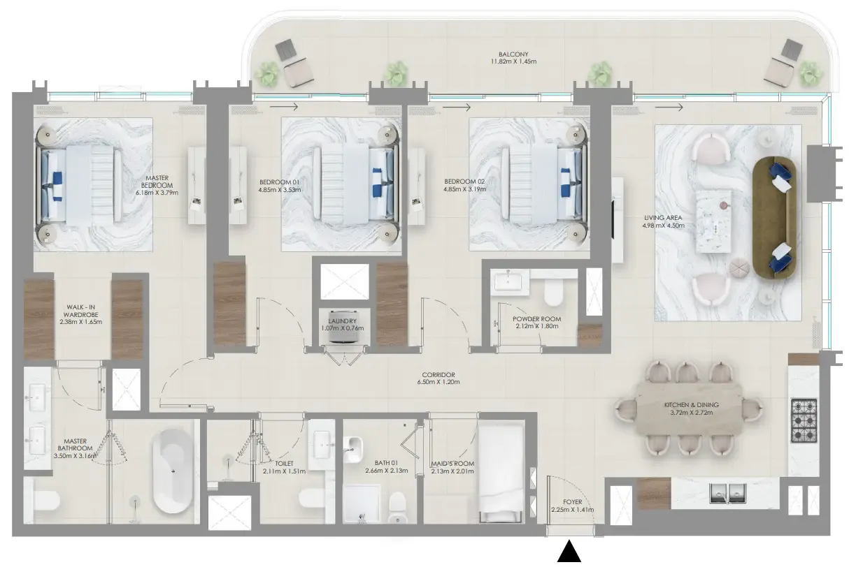 Baystar by Vida 3 bed floor plan, 1,704 sqft