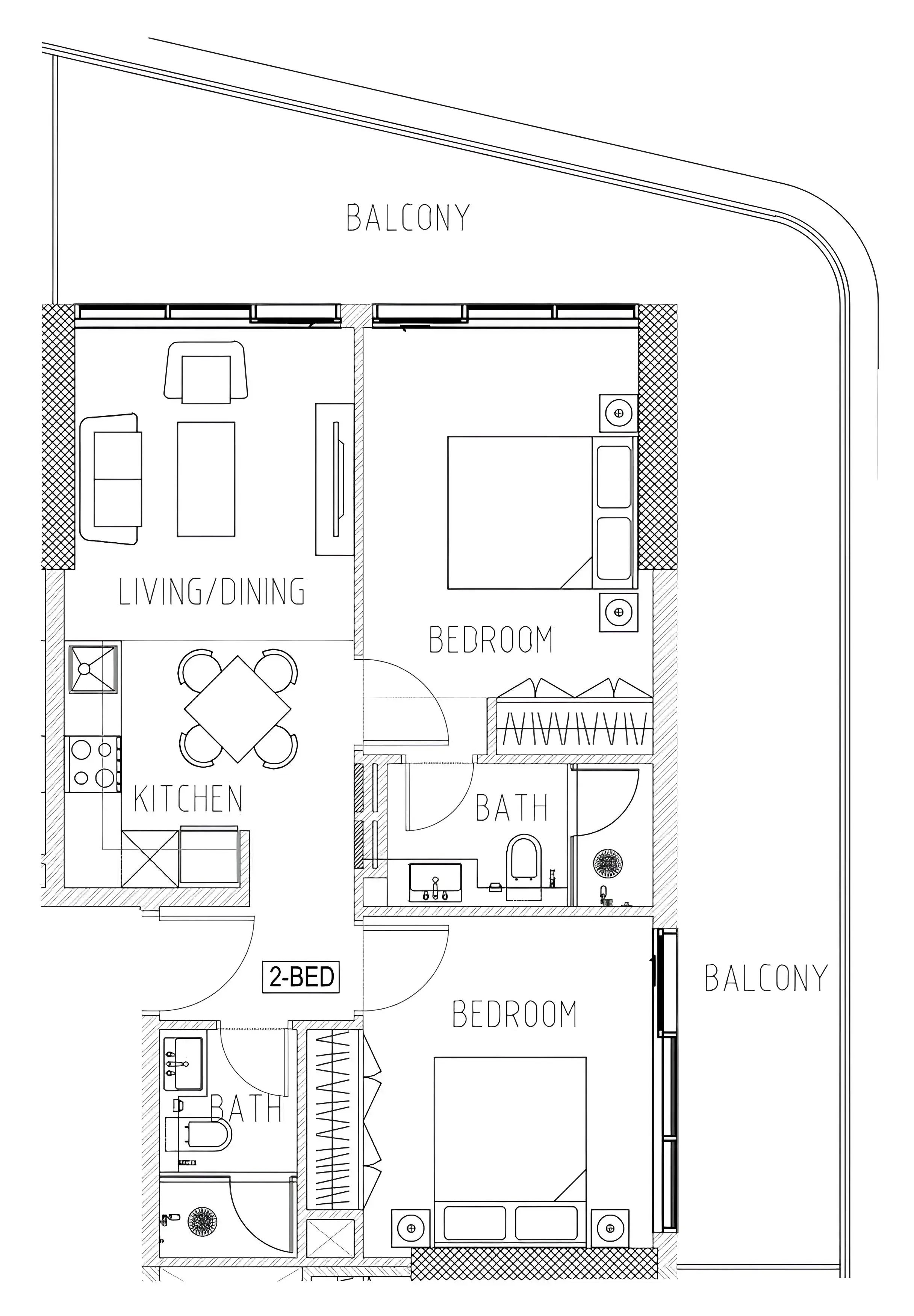 Elo 2 and 3 Damac 2 bed floor plan, 1,011 sqft