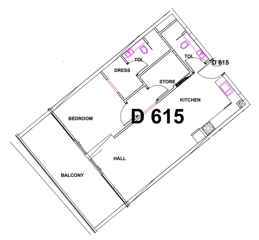 Sakura Gardens 1 bed floor plan, 916 sqft