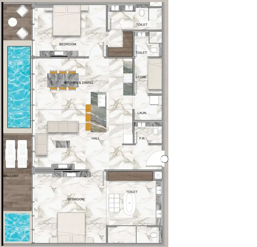 Sky Vista 2 bed floor plan, 1,739 sqft