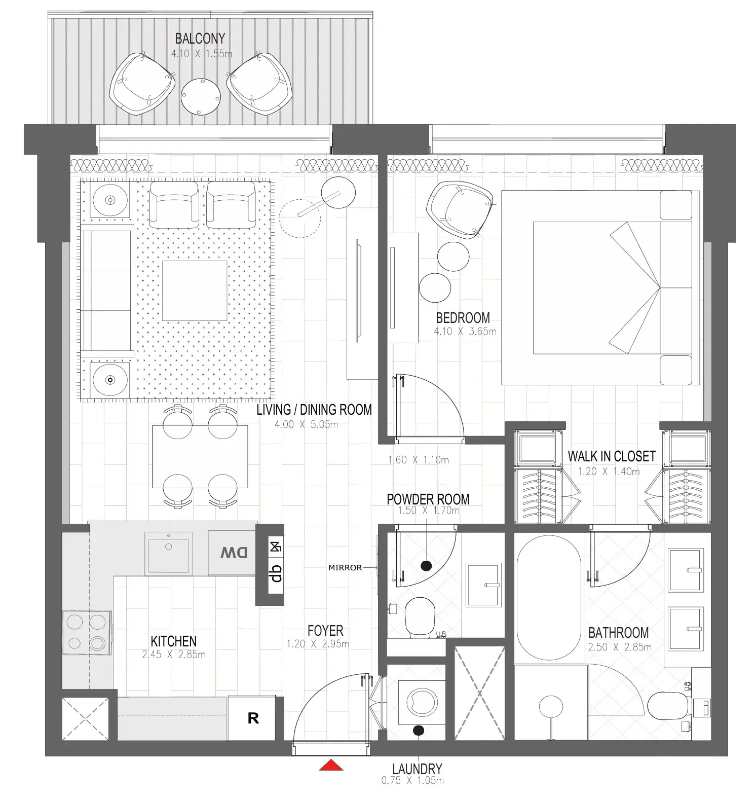 Palace Residences Al Mamsha 1 bed floor plan, 815 sqft