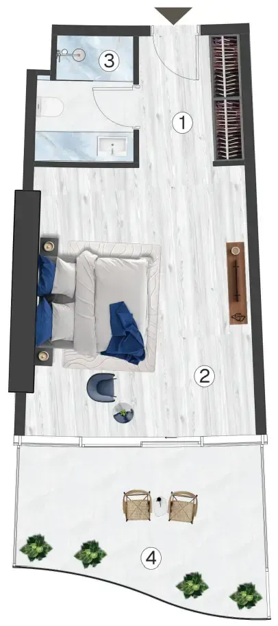 Radisson Blu Hotel & Residences Studio floor plan, 543 sqft