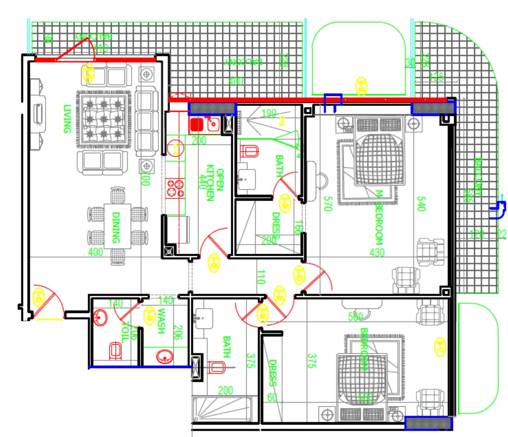 Mackerel Tower 2 bed floor plan, 1,590 sqft