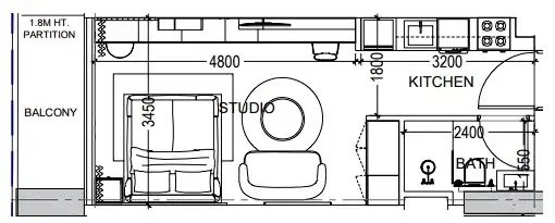 Al Haseen Residences 6 Studio floor plan, 393 sqft
