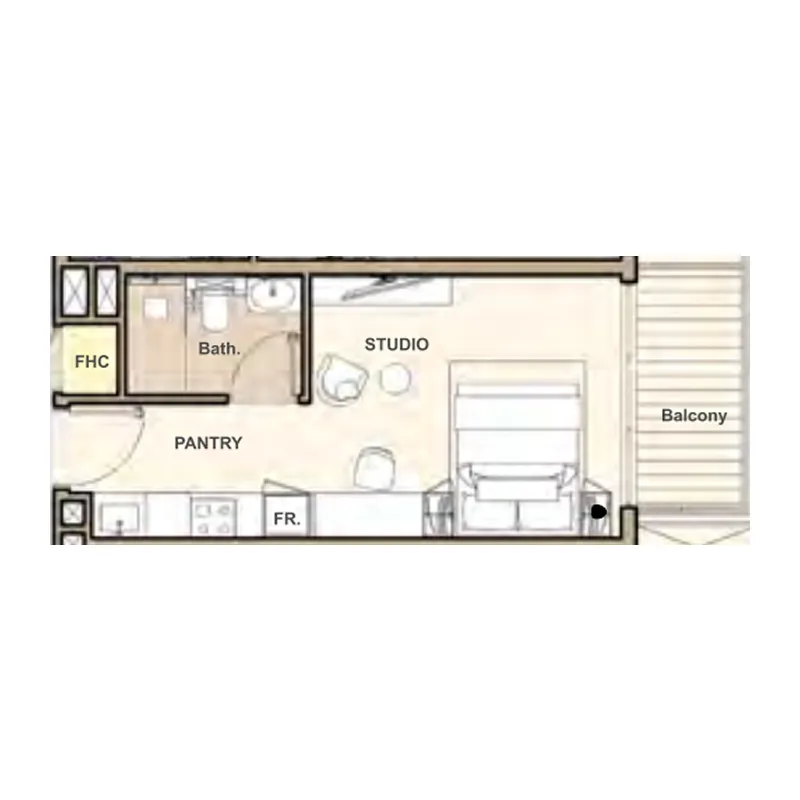 Lume Residences Studio floor plan, 335 sqft