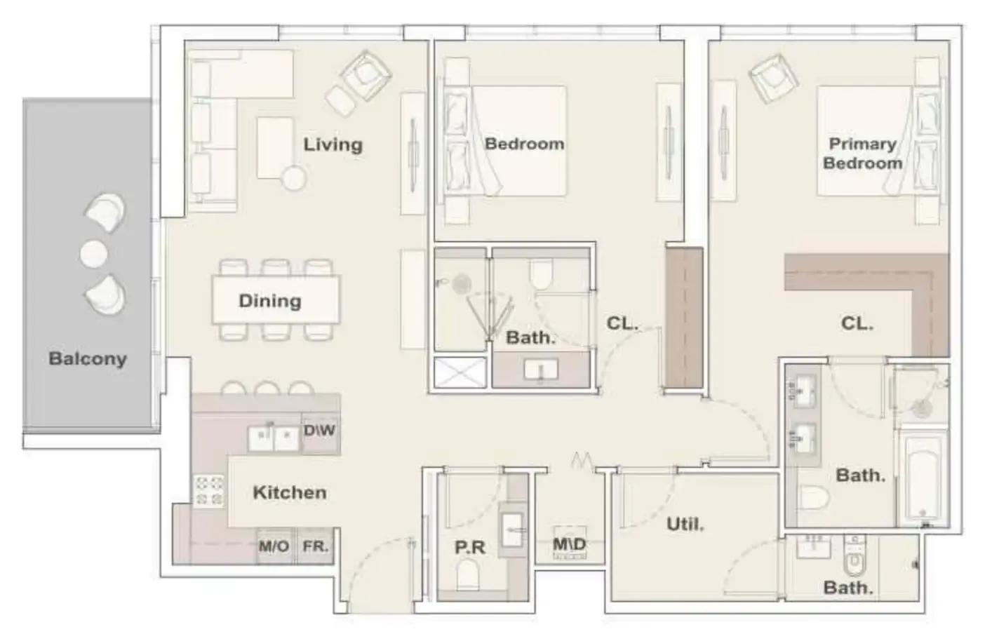 The Quayside 2 bed floor plan, 1,421 sqft
