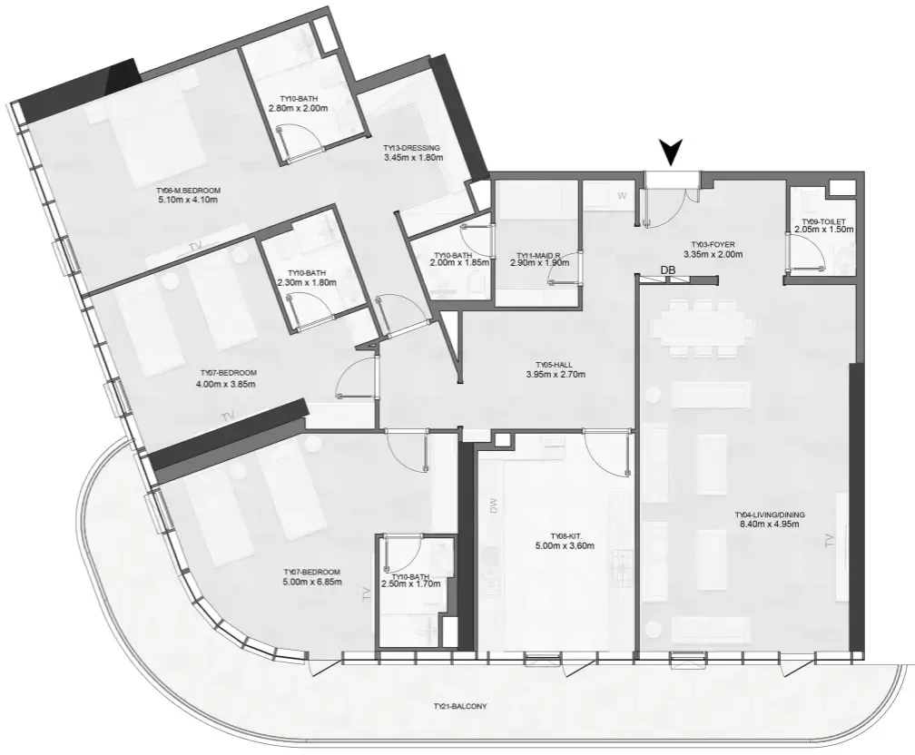Joud Tower 3 bed floor plan, 2,740 sqft