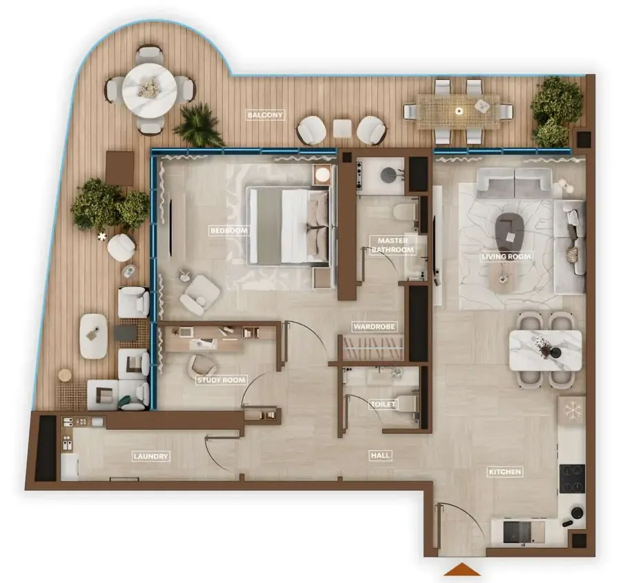 Sky Hills Astra 1 bed floor plan, 1,206 sqft