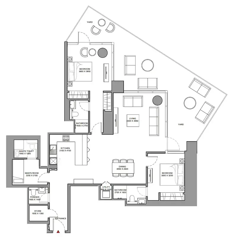 Skyscape 2 bed floor plan, 1,911 – 1,913 sqft