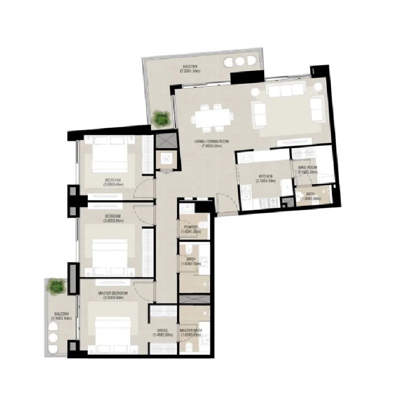 Camden 3 bed floor plan, 1,584 sqft