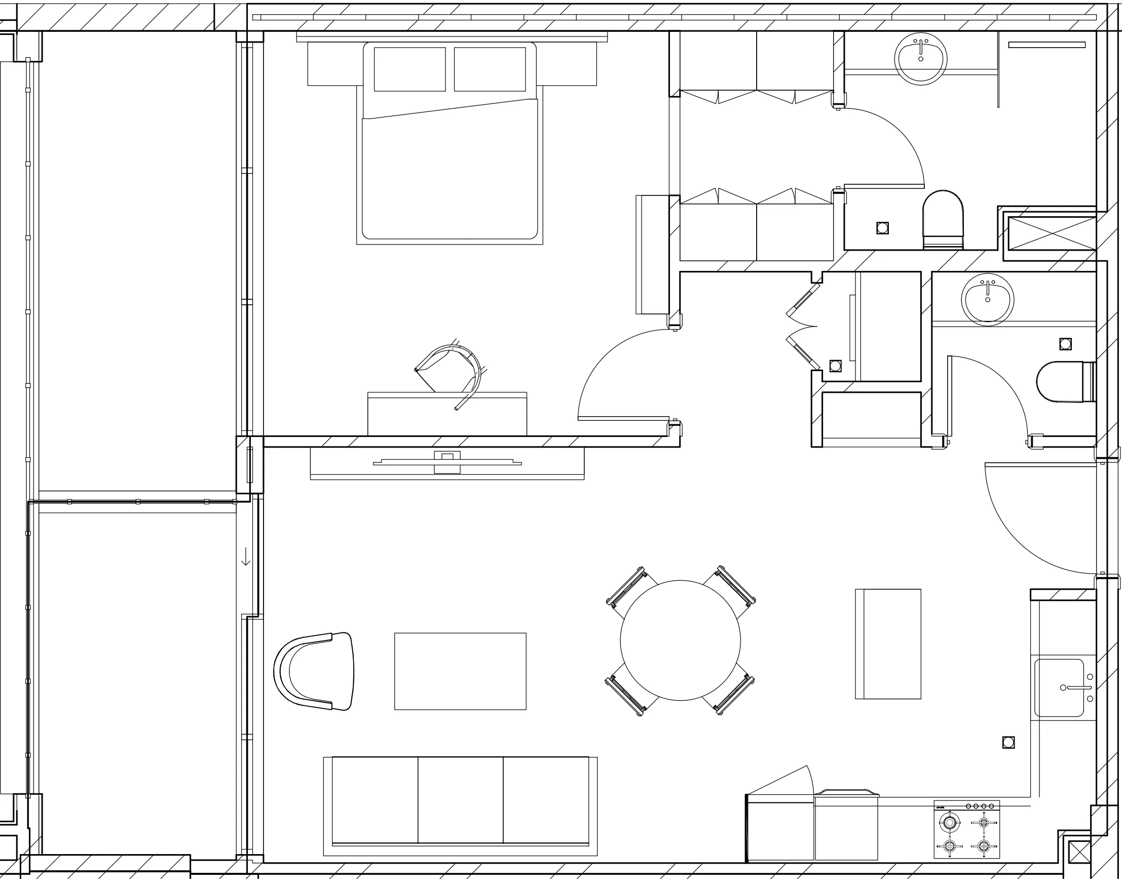 Berkeley Square 1 bed floor plan, 738 sqft