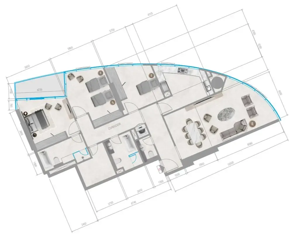 Orchid Towers Phase 1 3 bed floor plan, 1,675 sqft