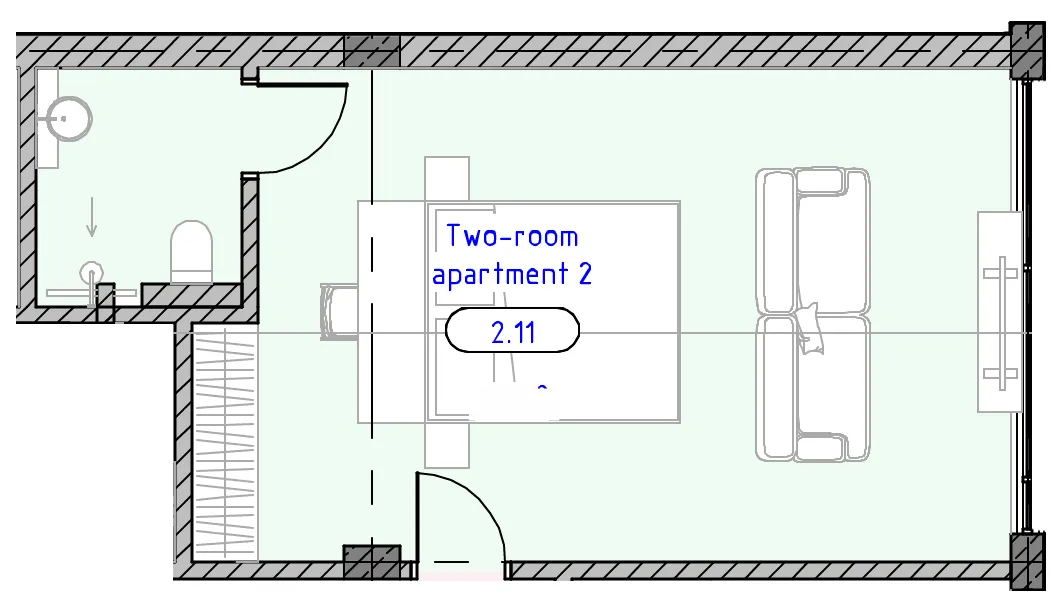 Ubud Dream 1 bed floor plan, 377 sqft
