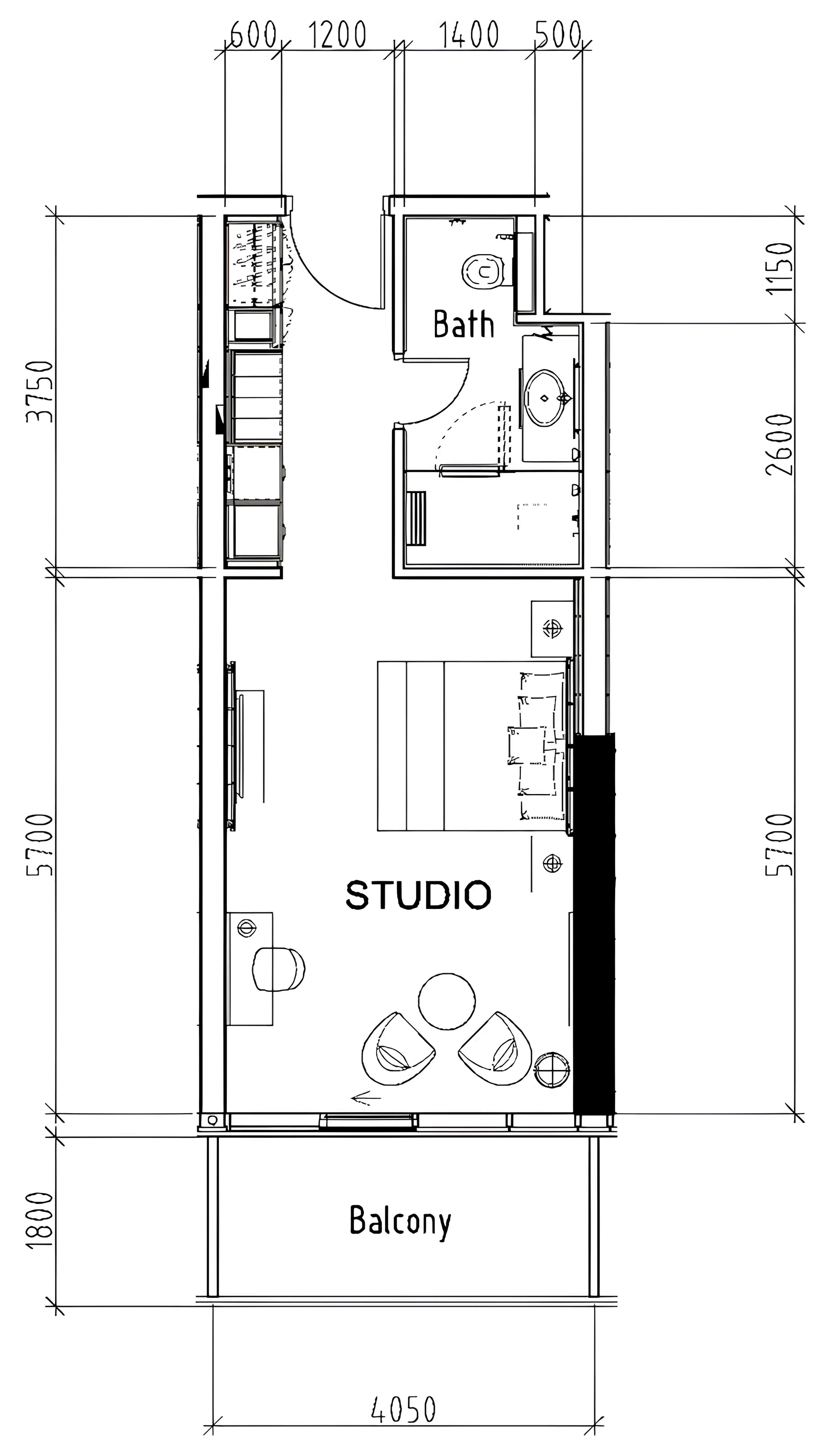Damac Hills - Artesia Studio floor plan, 500 sqft