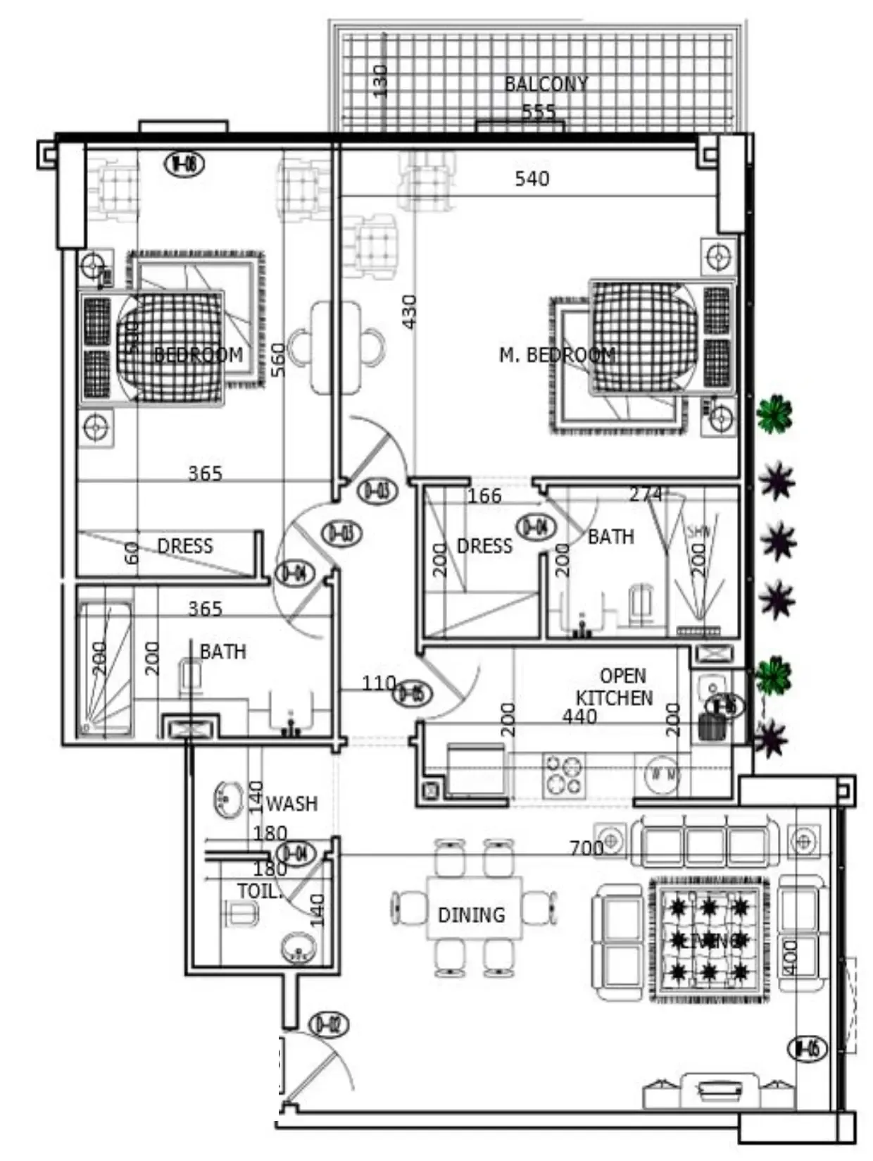 Mackerel Tower 2 bed floor plan, 1,354 sqft