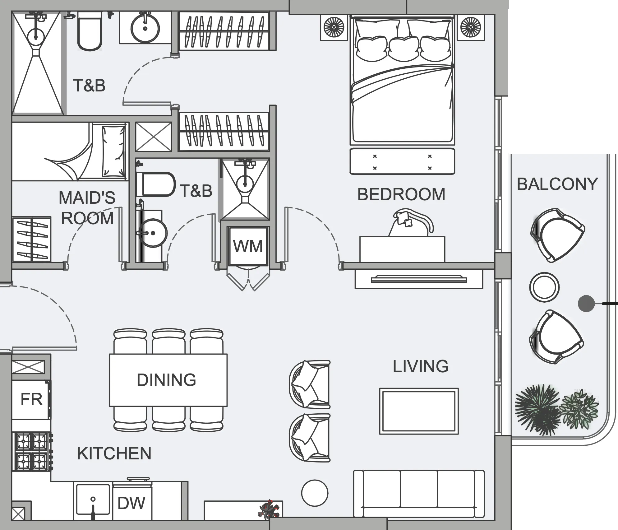TETR1S Tower 1 bed floor plan, 771 sqft