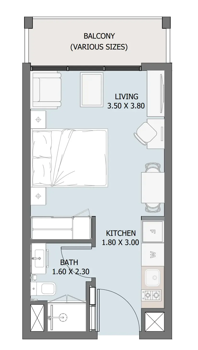 Verdana III Studio floor plan, 320 – 324 sqft