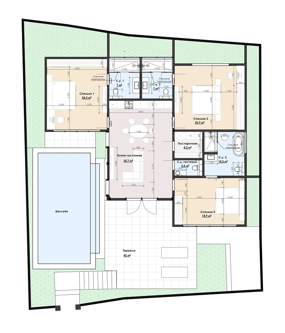 BH Residence 3 bed floor plan, 5,371 sqft