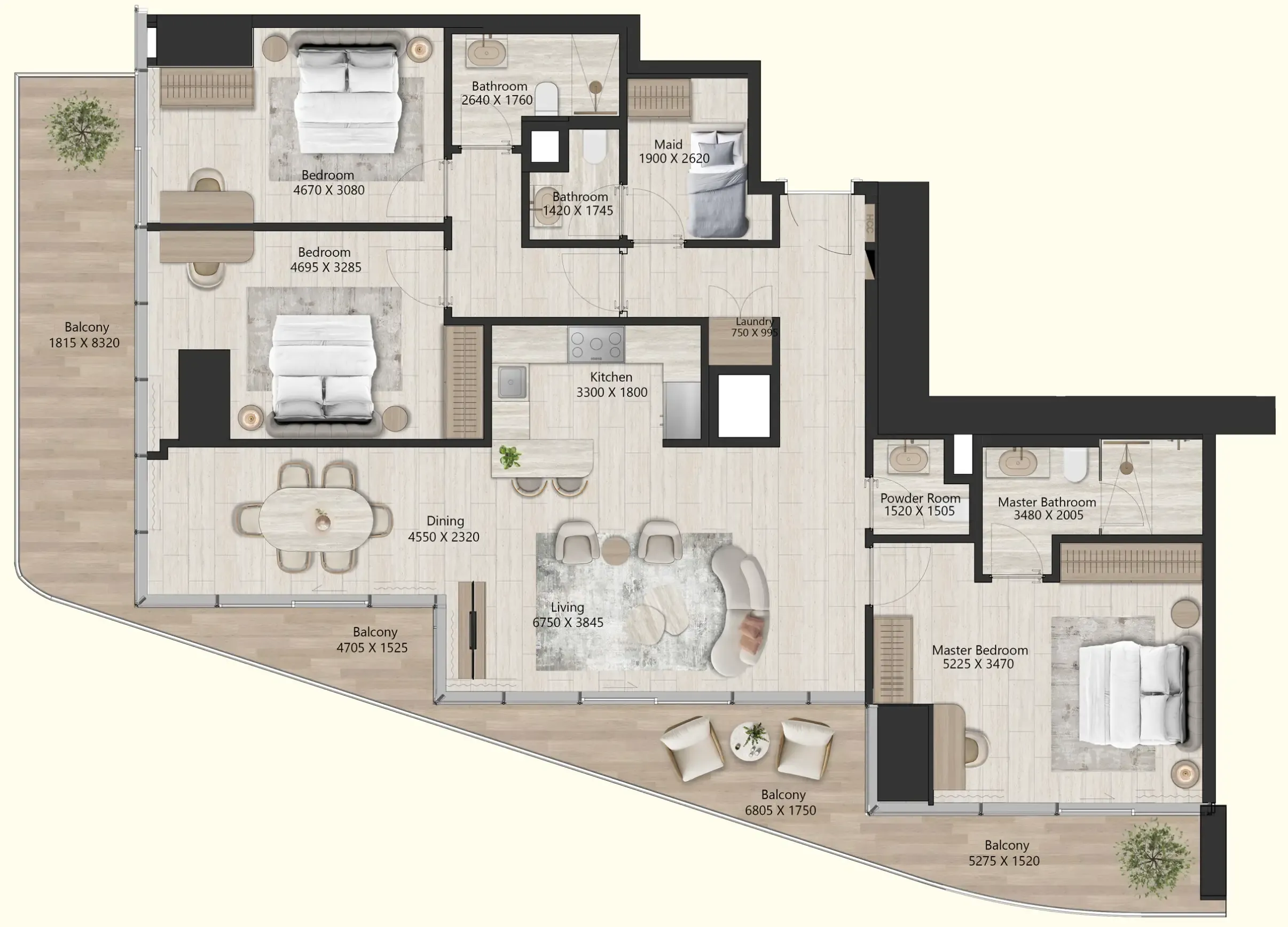 Il Vento 3 bed floor plan, 1,929 sqft