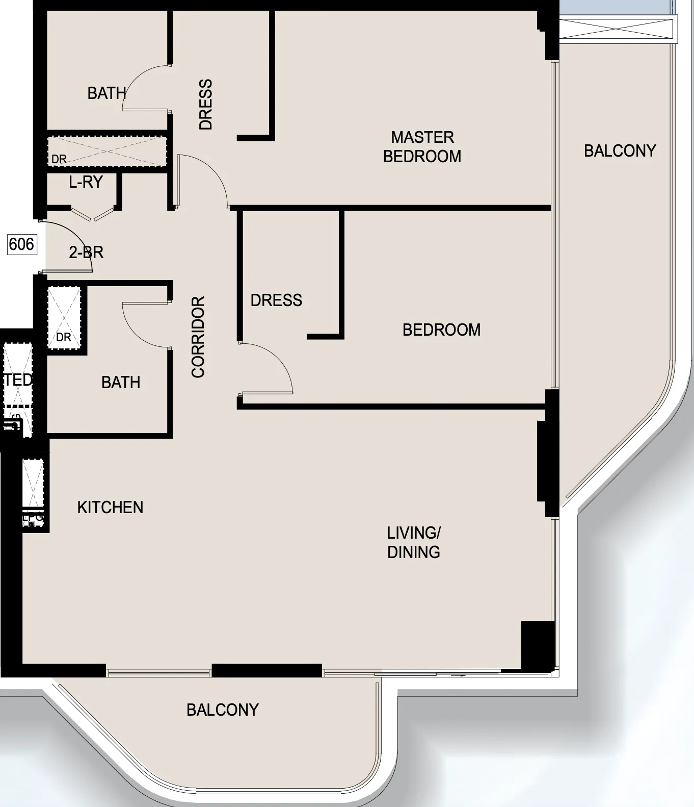 Edgewater Residences 1, 2 and 3 2 bed floor plan, 1,553 sqft