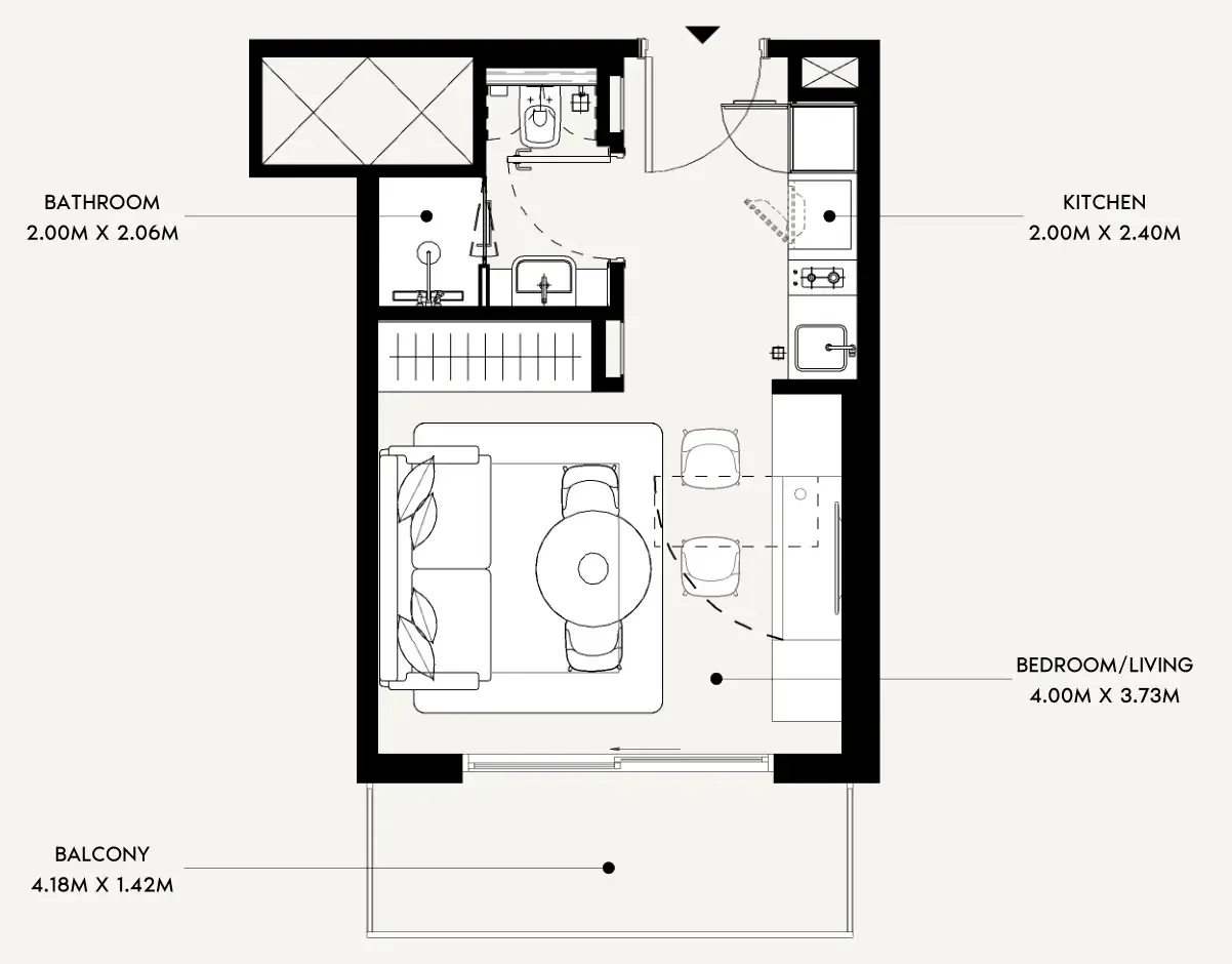Azizi Leily Studio floor plan, 339 sqft