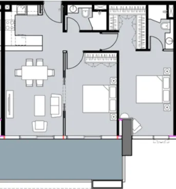 Damac Hills - Golf Gate 2 2 bed floor plan, 1,048 sqft
