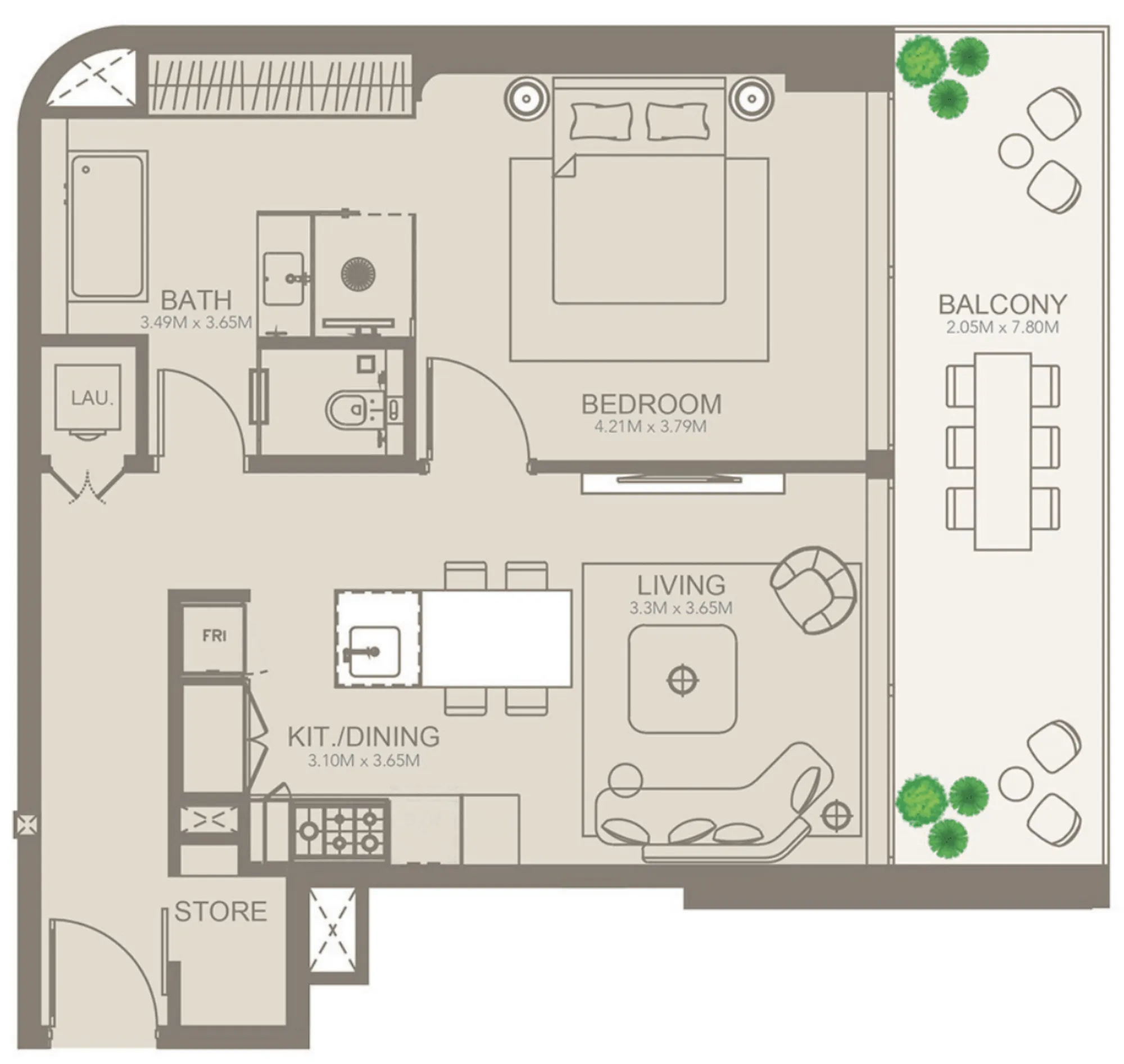 Golf Grove by Regent 1 bed floor plan, 878 sqft