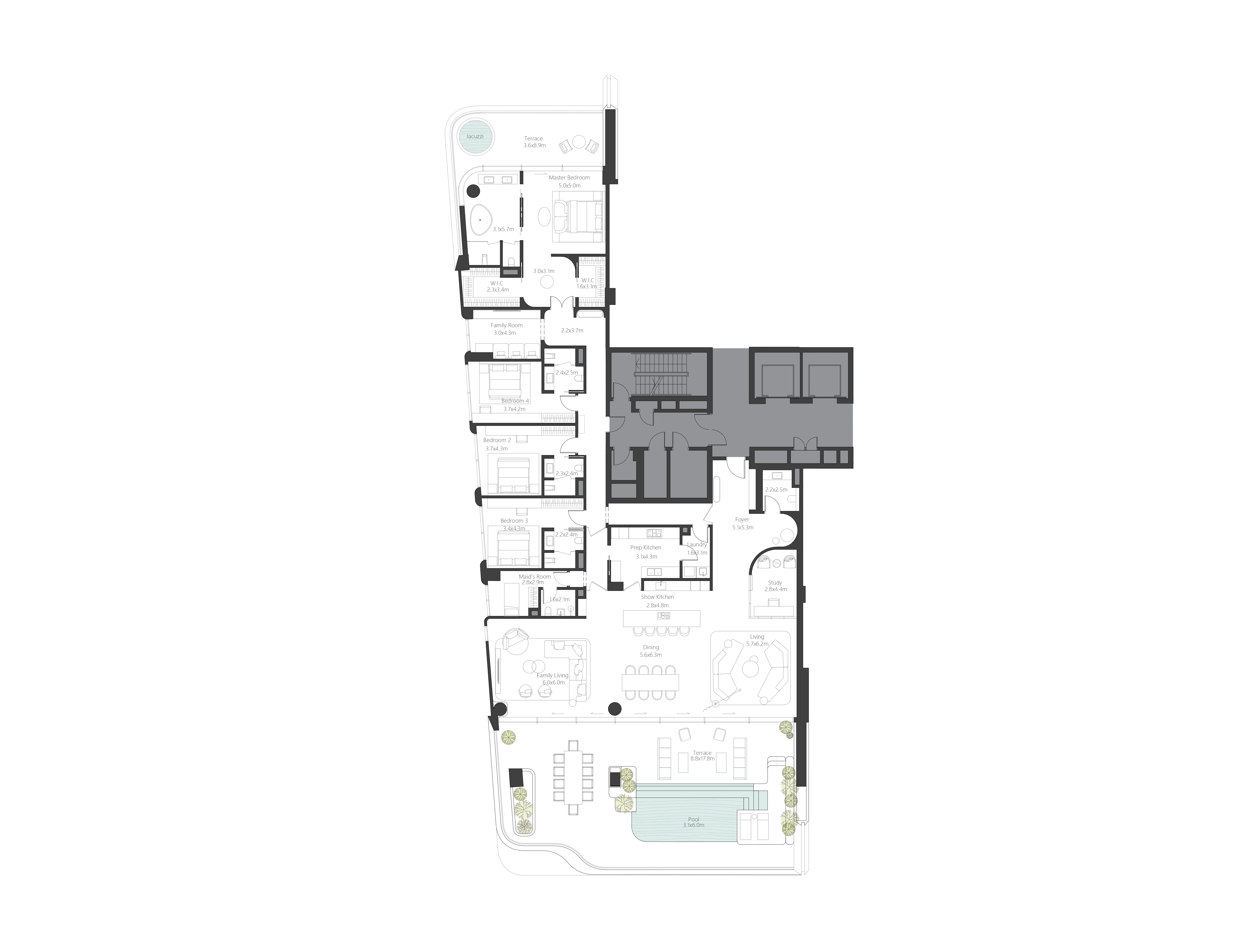 The Alba Residences by Omniyat 4 bed floor plan, 6,514 – 7,080 sqft