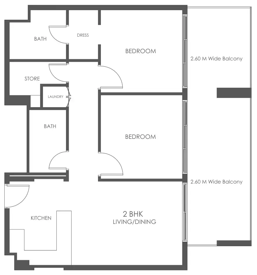 Al Haseen Residences 5 2 bed floor plan, 1,085 sqft