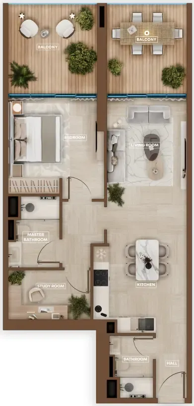 Sky Hills Astra 1 bed floor plan, 1,024 sqft