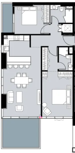 Damac Hills - Golf Gate 2 2 bed floor plan, 1,132 sqft