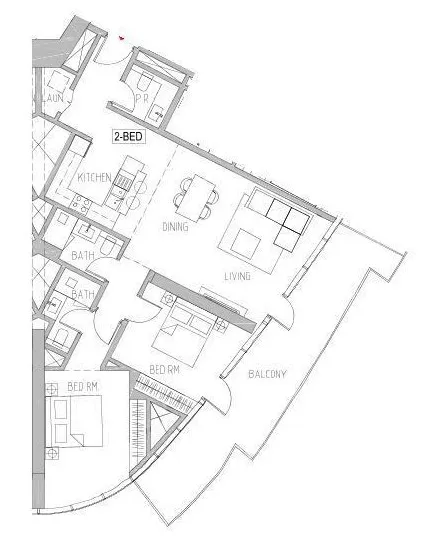 Canal Heights 2 bed floor plan, 1,381 sqft