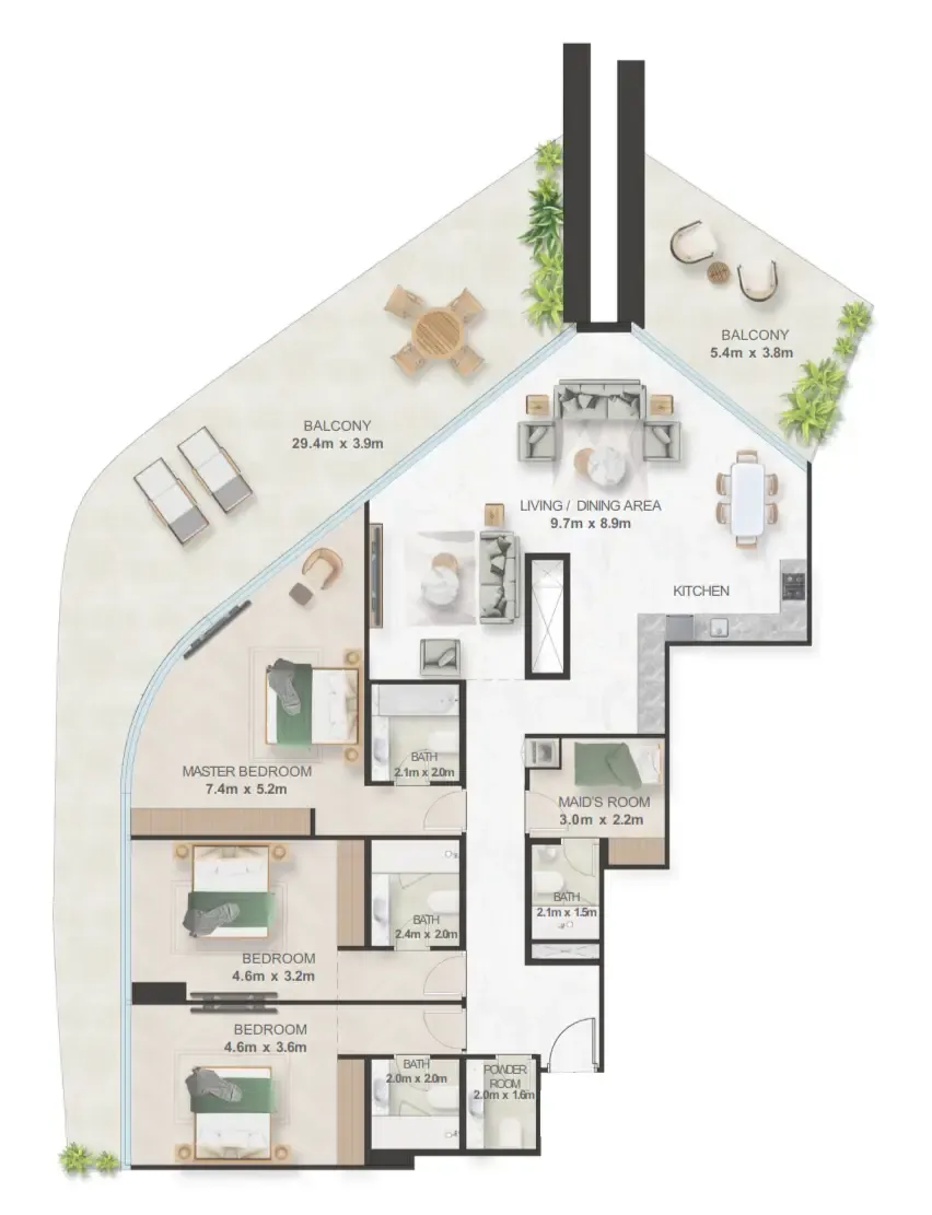 Oystra 3 bed floor plan, 3,251 sqft