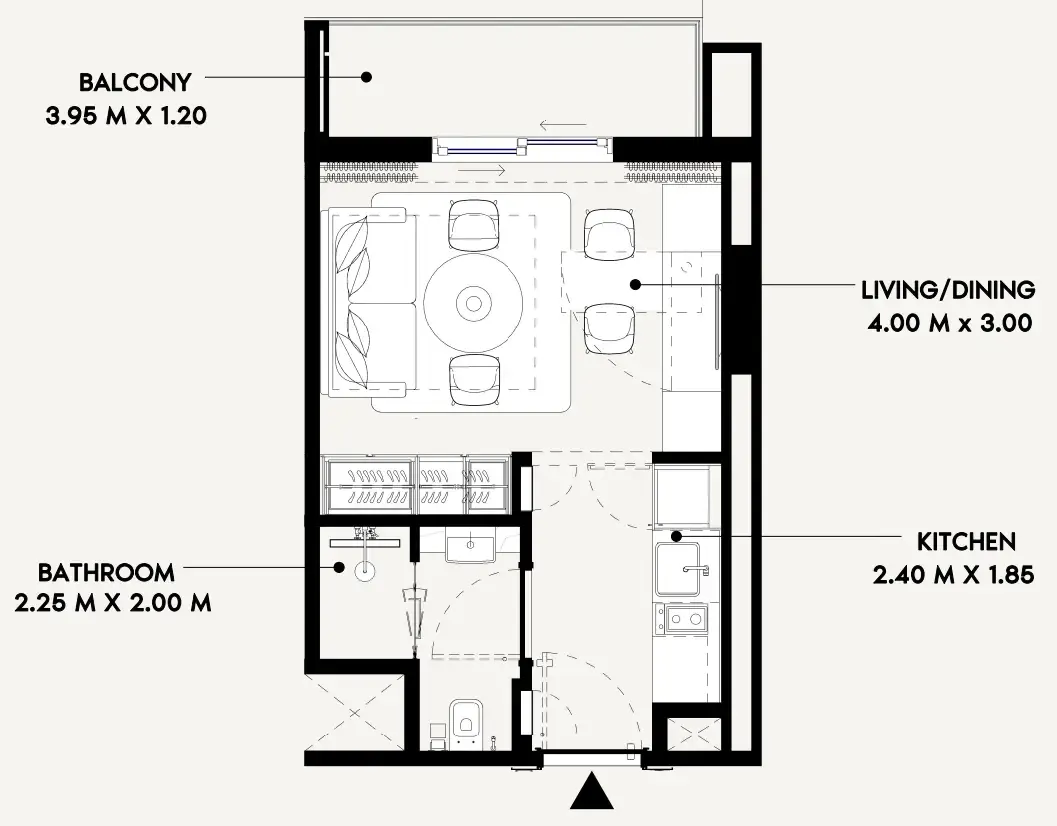 Azizi Lina Studio floor plan, 321 sqft